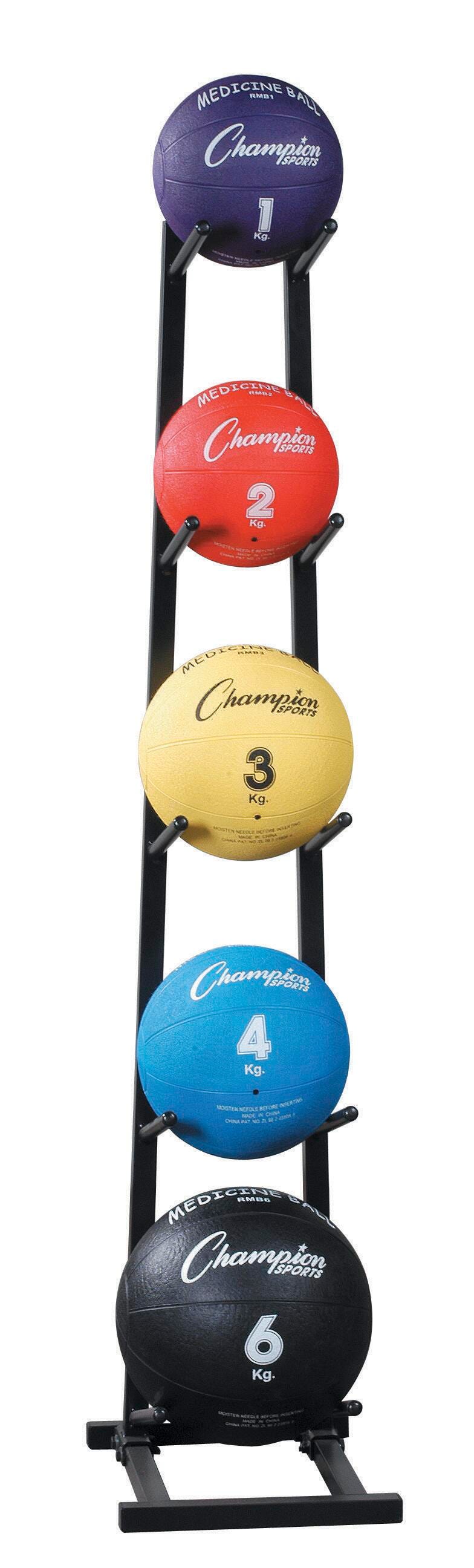 Image for Champion Sports Single Stack Medicine Ball Rack with 5-Ball Capacity, Black from School Specialty